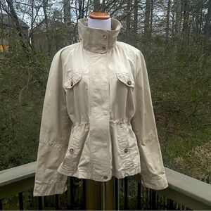 Massimo Dutti Tan Drawstring Zip Up Jacket size XL